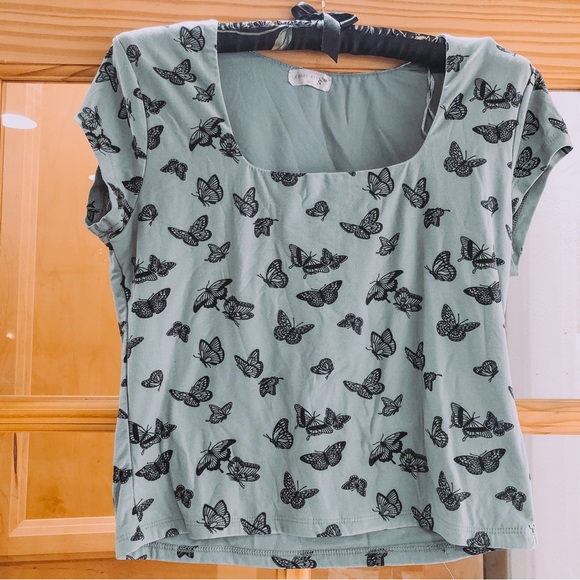 Sage Square-Neck Butterfly Top - Picture 1 of 2